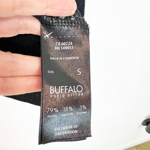 BUFFALO DAVID BITTON BLACK HEATHER GRAPHIC GOOD VIBES SWEATSHIRT WOMENS SMALL - Picture 2 of 5